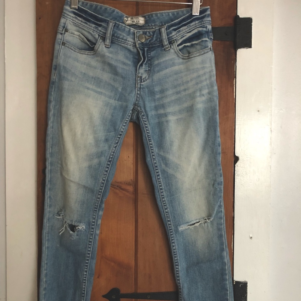 Free People ripped mid-rise jeans